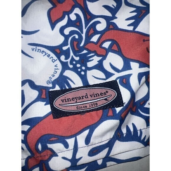 Vineyard Vines Men's Hibiscus Whale Floral Swim Trunks‎ W Travel Pouch Size XL - Picture 4 of 6